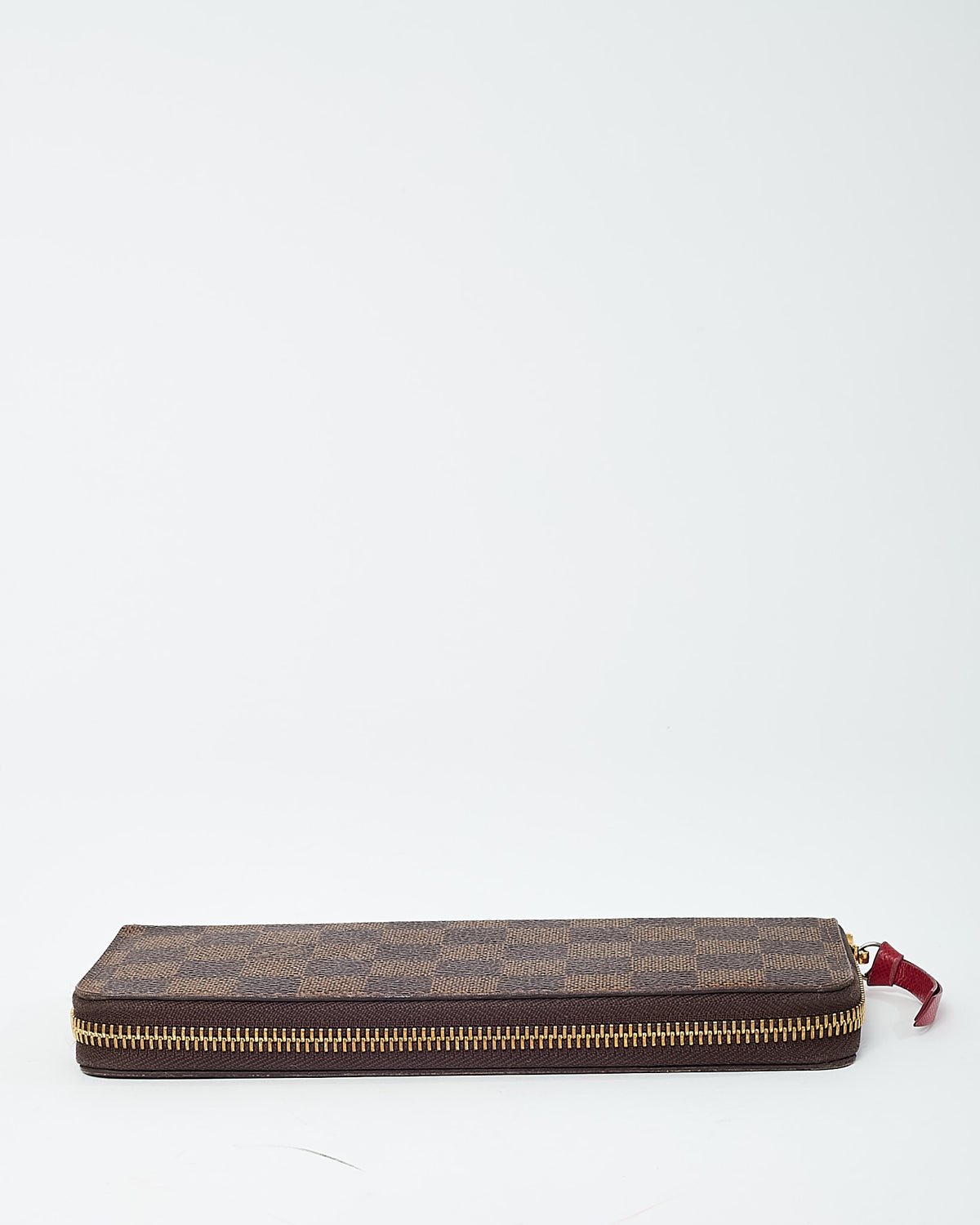 Louis Vuitton Damier Ebene Coated Canvas Red Interior Clemence Wallet