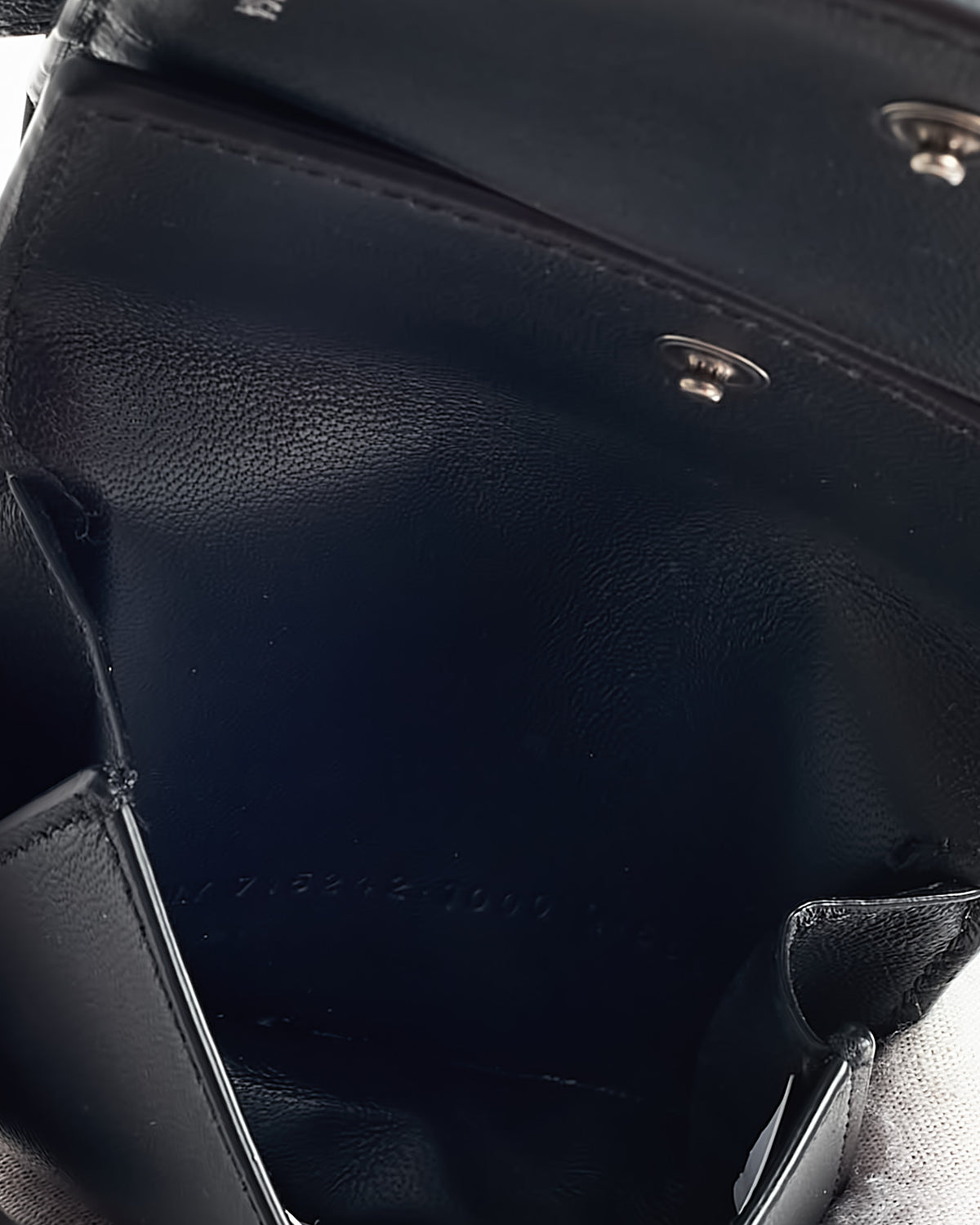 Balenciaga Black Shiny Box Calf Leather Hourglass WOC Wallet on Chain Crossbody Bag