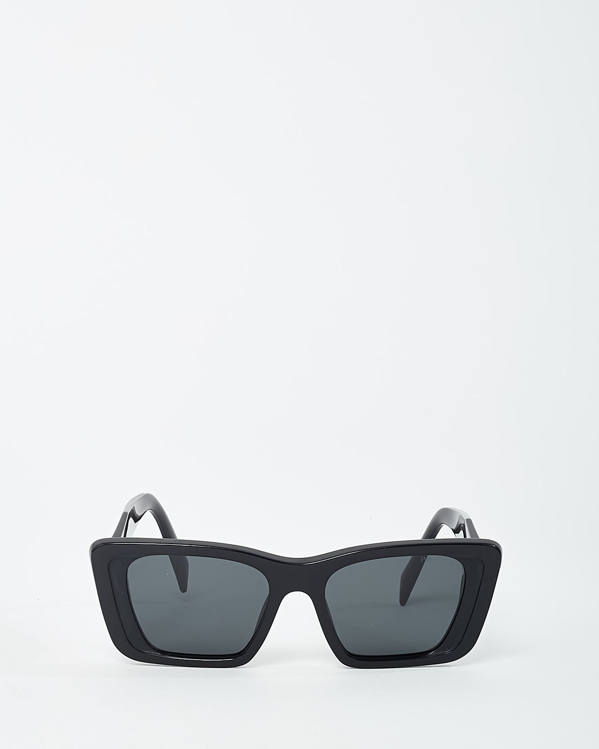 Prada Black Acetate SPR 08Y Symbole Triangle Logo Sunglasses