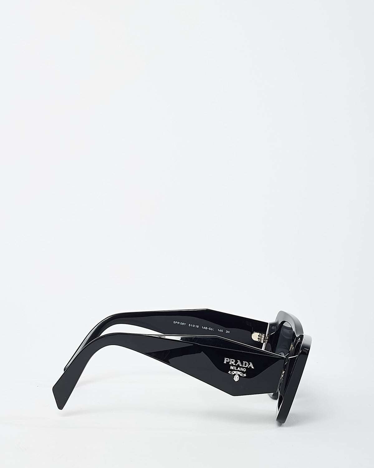 Prada Black Acetate SPR 08Y Symbole Triangle Logo Sunglasses