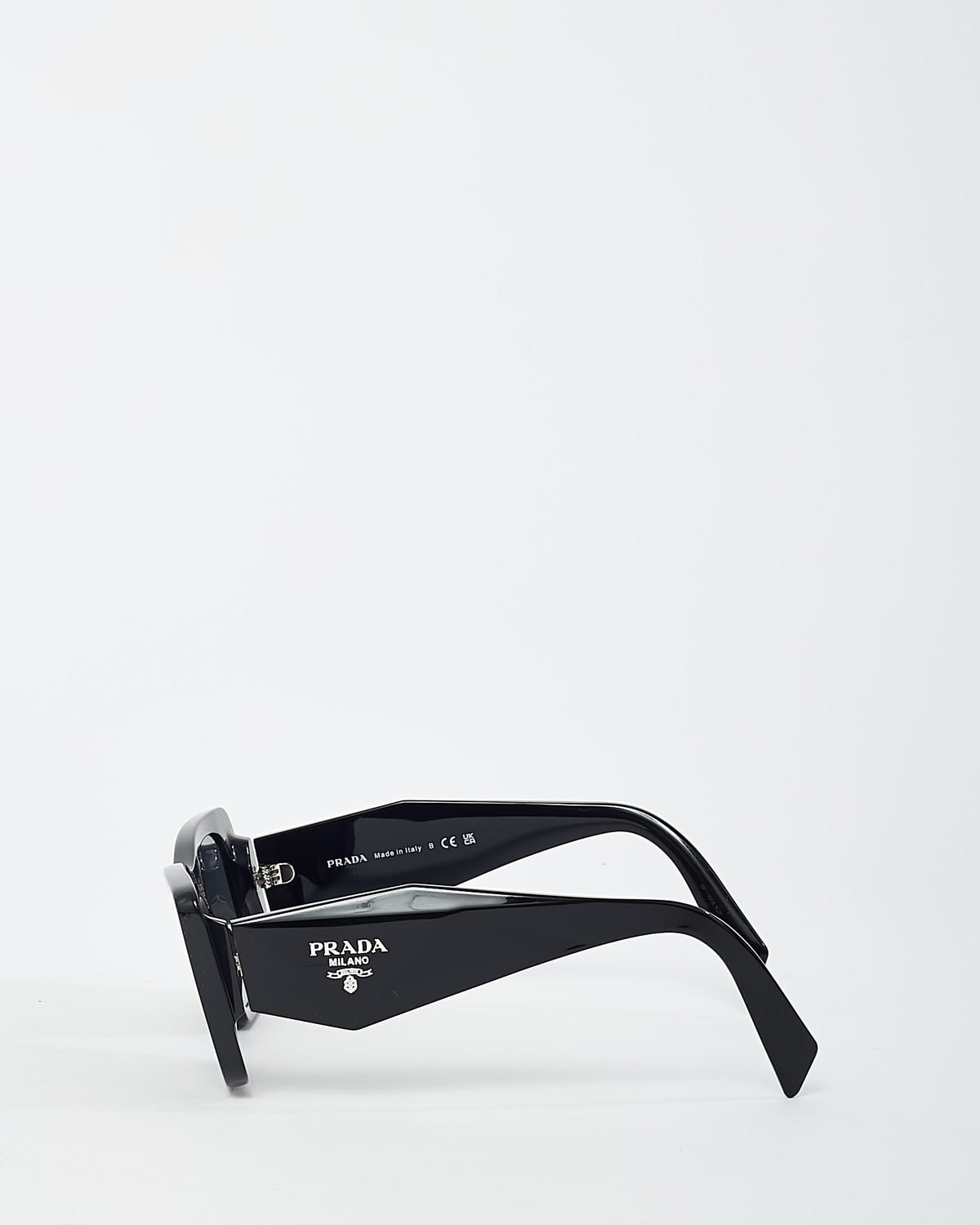 Prada Black Acetate SPR 08Y Symbole Triangle Logo Sunglasses