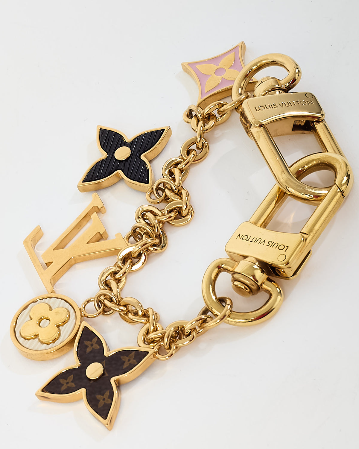 Louis Vuitton Gold and Multi Monogram LV and Flowers Spring Street Chain Bag Charm