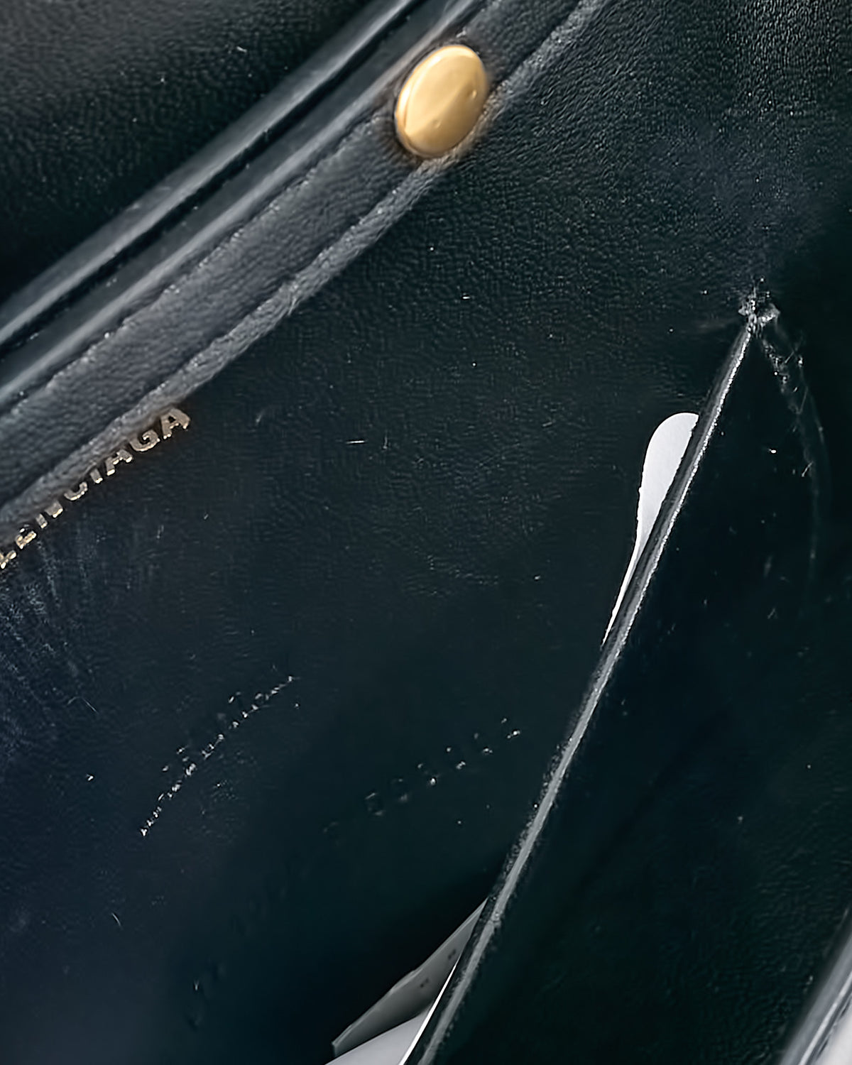 Balenciaga Black Shiny Box Calf Leather Hourglass WOC Wallet on Chain Crossbody Bag
