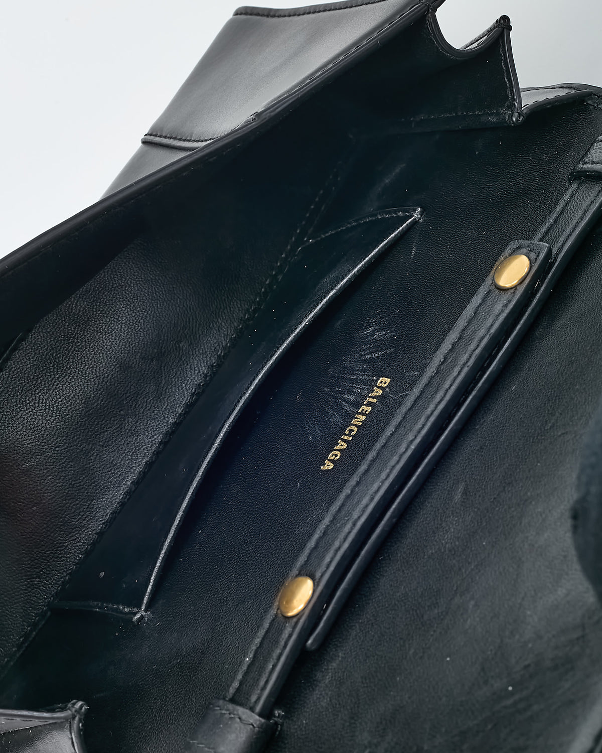 Balenciaga Black Shiny Box Calf Leather Hourglass WOC Wallet on Chain Crossbody Bag