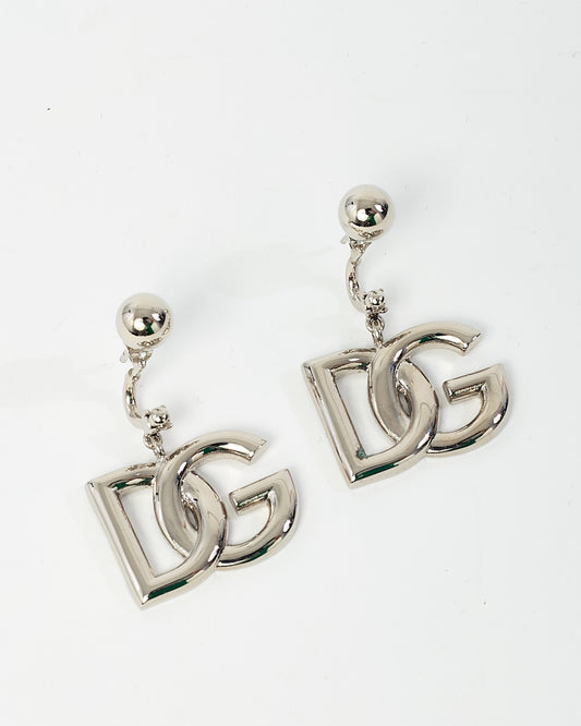 Dolce & Gabbana Silver Brass Metal Orecchini Permo Pop DG Pendant Earrings