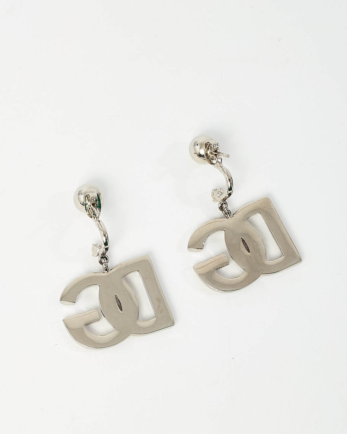 Dolce & Gabbana Silver Brass Metal Orecchini Permo Pop DG Pendant Earrings