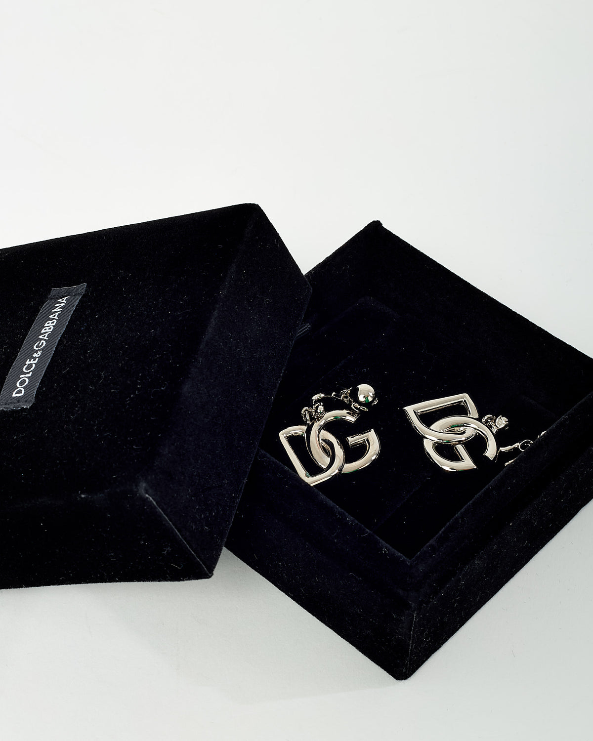 Dolce & Gabbana Silver Brass Metal Orecchini Permo Pop DG Pendant Earrings