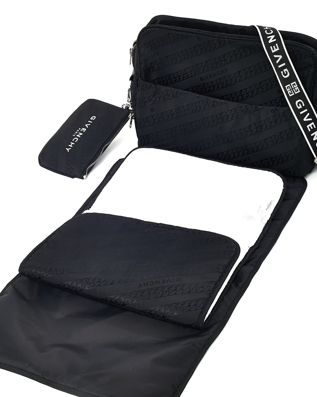 Givenchy Black & White Nylon Logo Diaper Bag