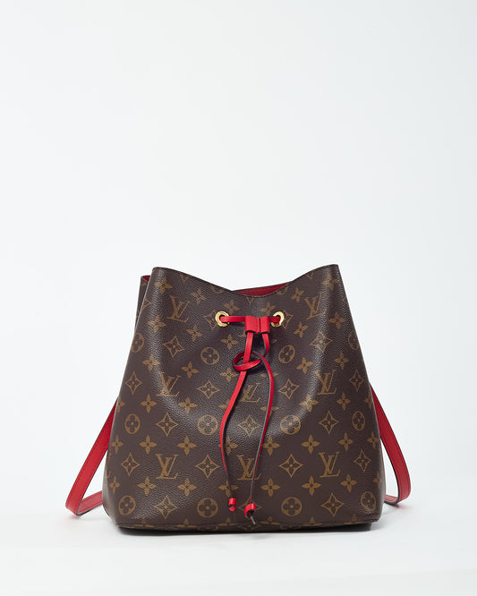 Louis Vuitton Monogram Canvas and Red NéoNoé MM Bucket Bag