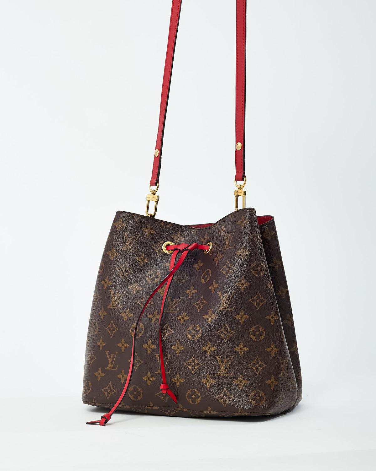 Louis Vuitton Monogram Canvas and Red NéoNoé MM Bucket Bag