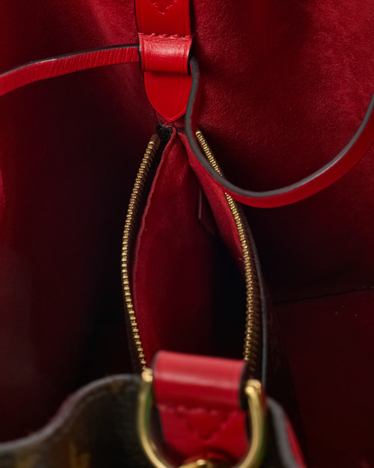 Louis Vuitton Monogram Canvas and Red NéoNoé MM Bucket Bag