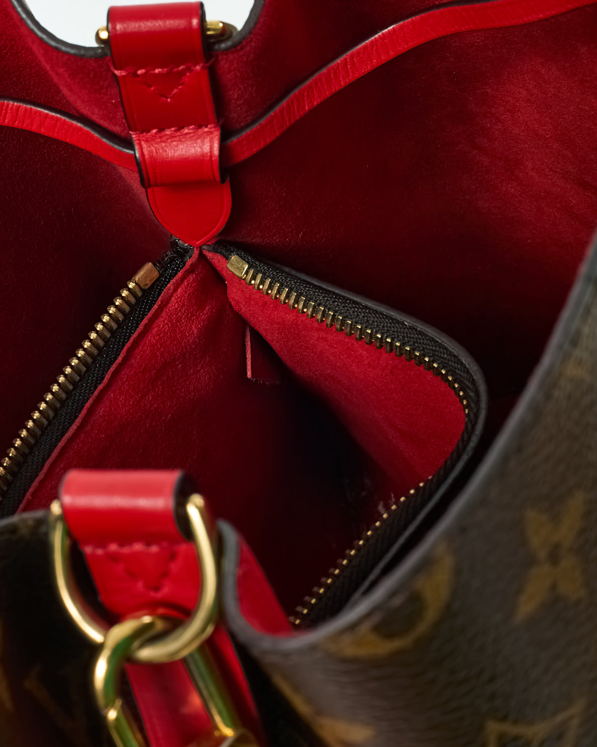 Louis Vuitton Monogram Canvas and Red NéoNoé MM Bucket Bag