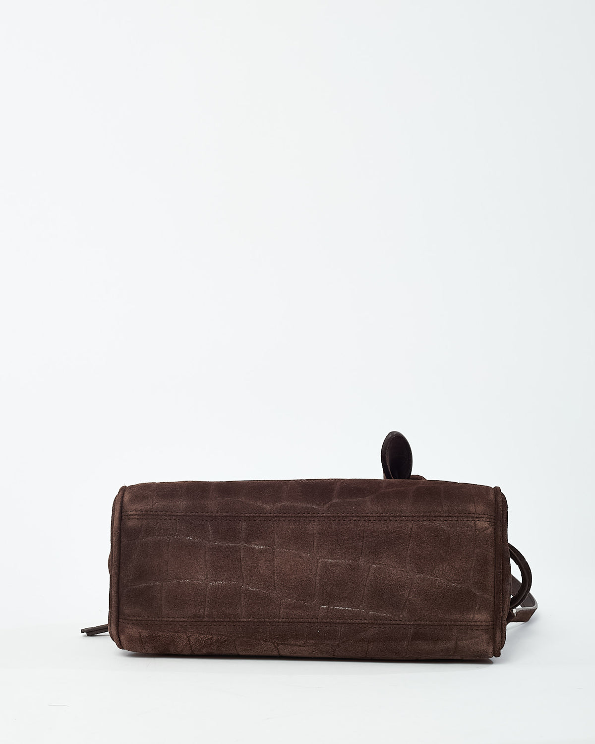 Jacquemus Brown Croc-Embossed Suede Le Petit Turismo Bowling Bag with Strap