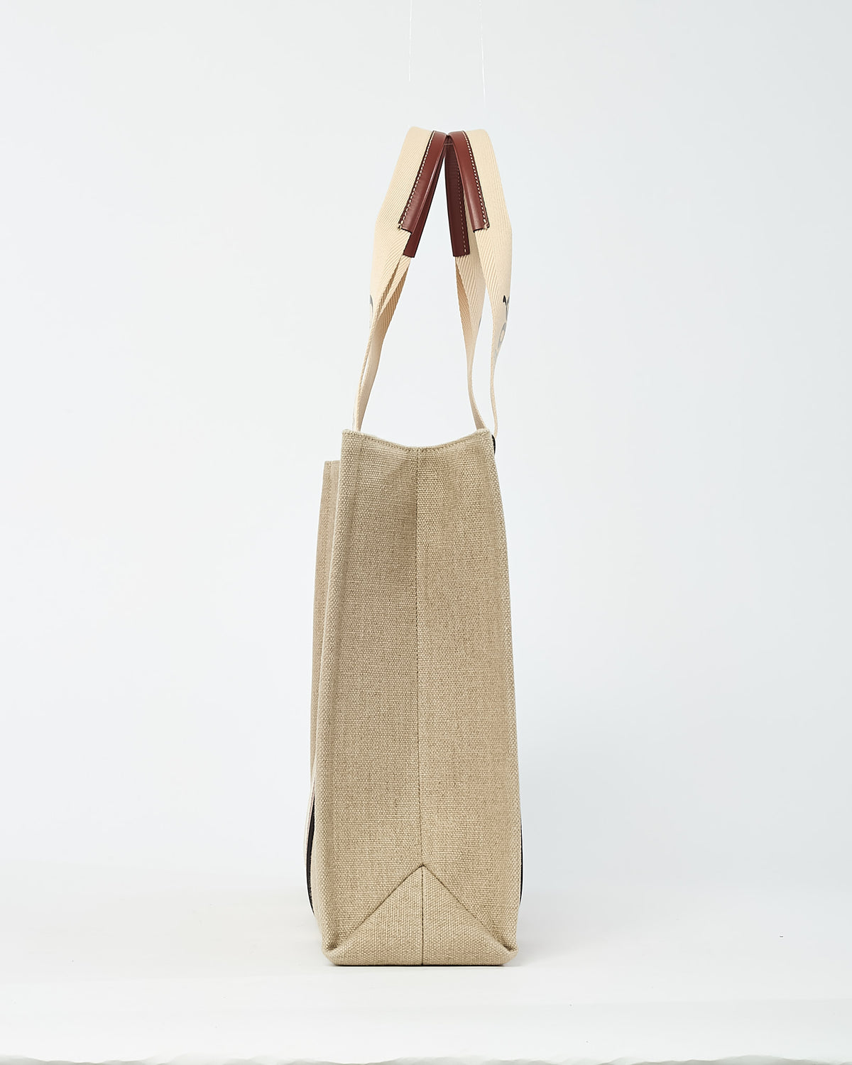 Chloé Beige Canvas & Brown Leather Trim Large Woody Tote Bag