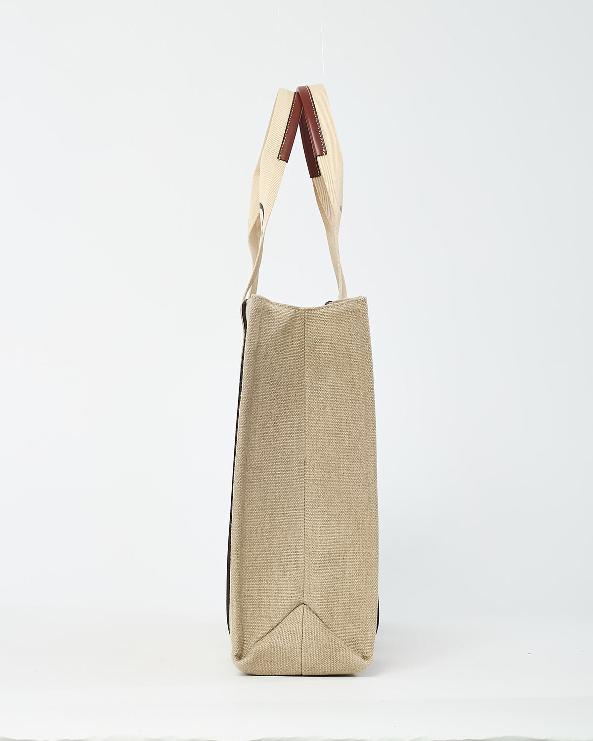 Chloé Beige Canvas & Brown Leather Trim Large Woody Tote Bag