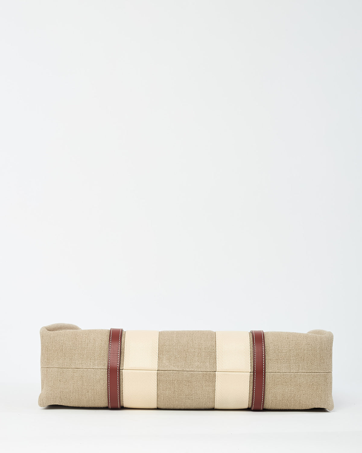 Chloé Beige Canvas & Brown Leather Trim Large Woody Tote Bag