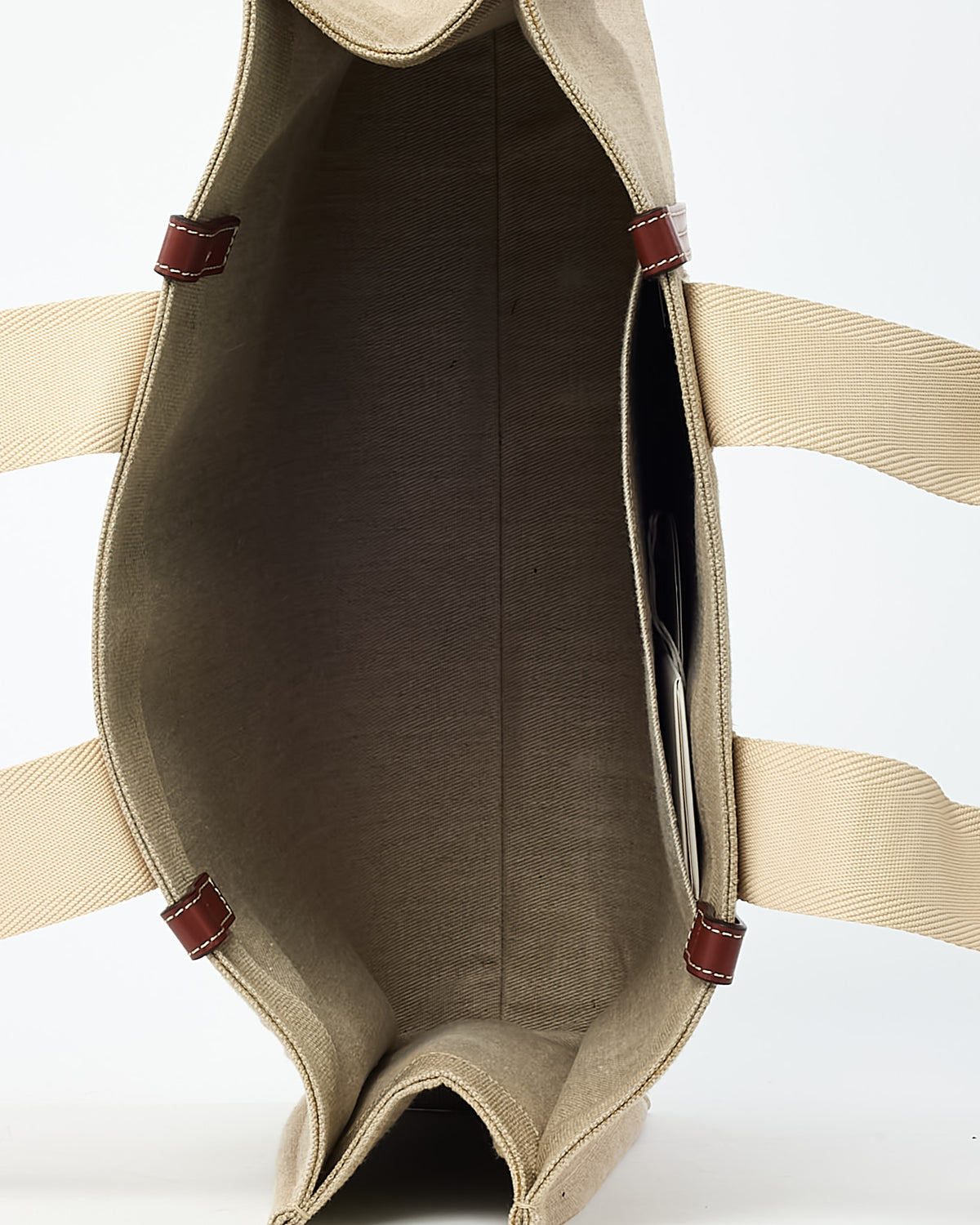 Chloé Beige Canvas & Brown Leather Trim Large Woody Tote Bag