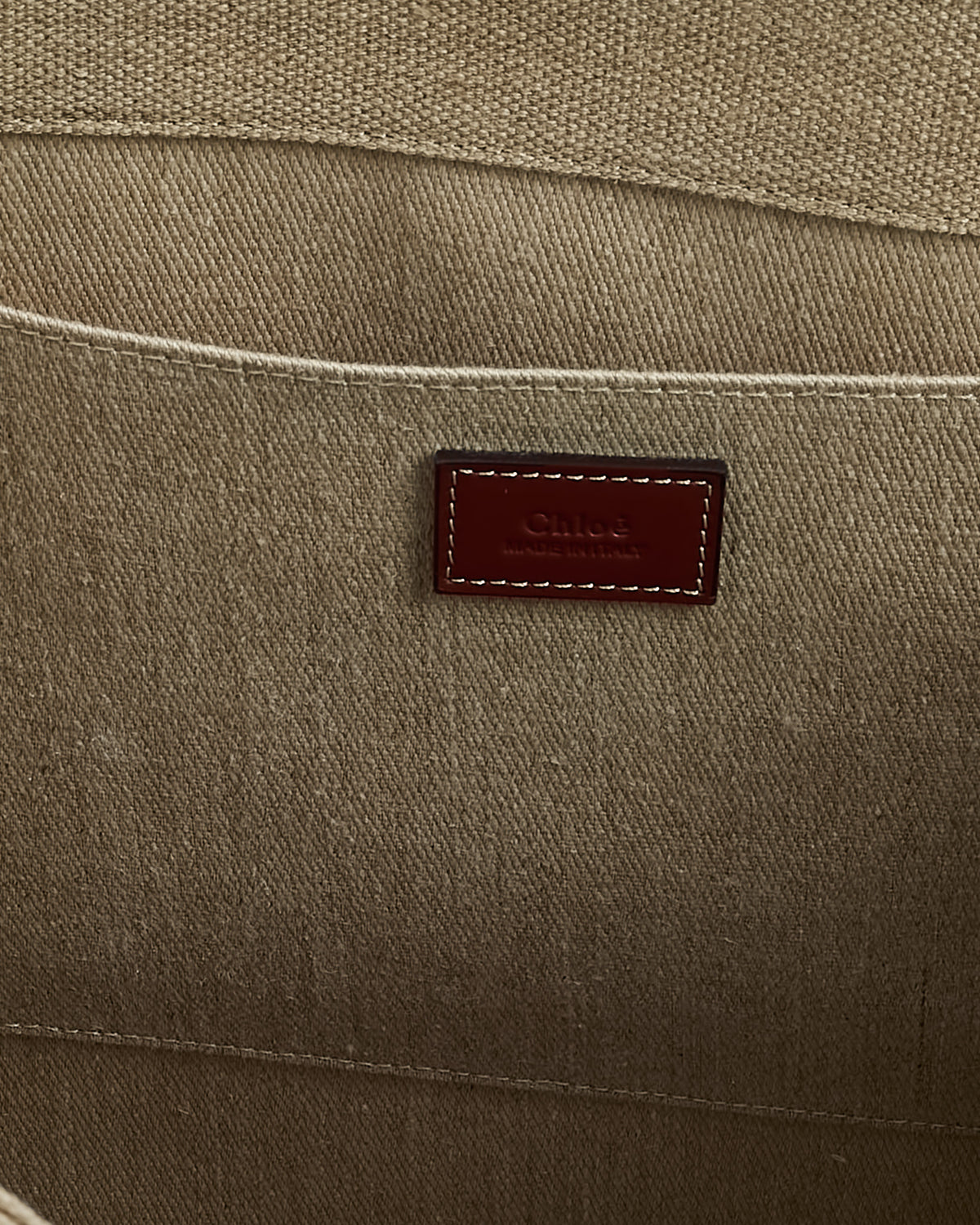 Chloé Beige Canvas & Brown Leather Trim Large Woody Tote Bag