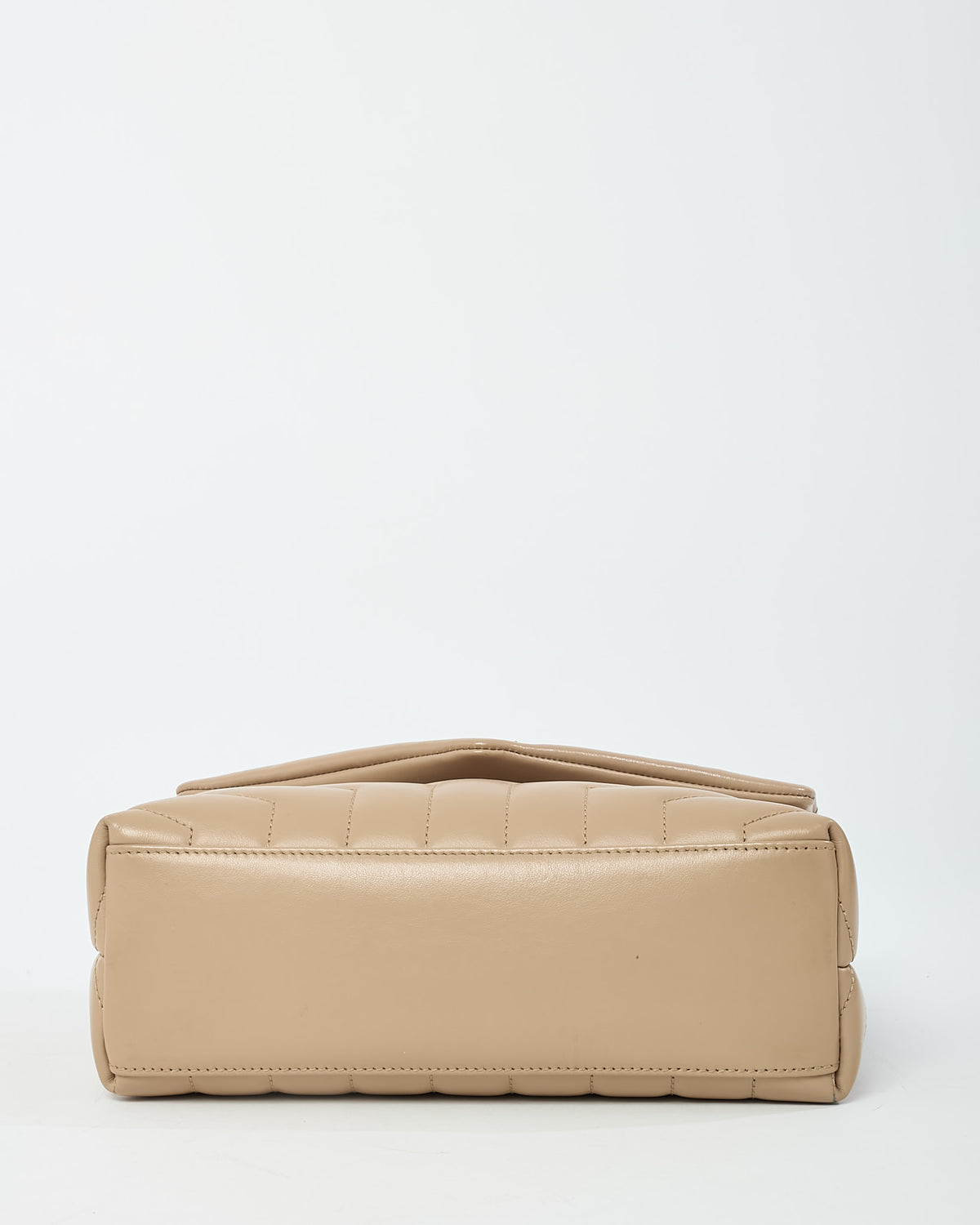 Saint Laurent Beige Chevron Leather Small GHW YSL Monogram Loulou Shoulder Bag