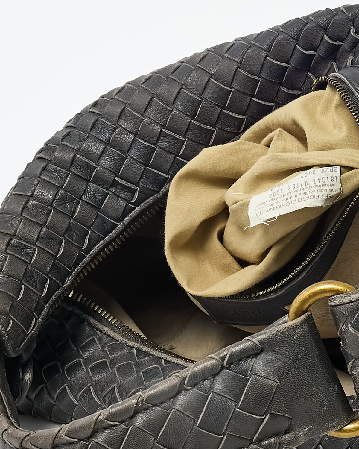 Bottega Veneta Grey Intrecciato Leather Hobo Shoulder Bag