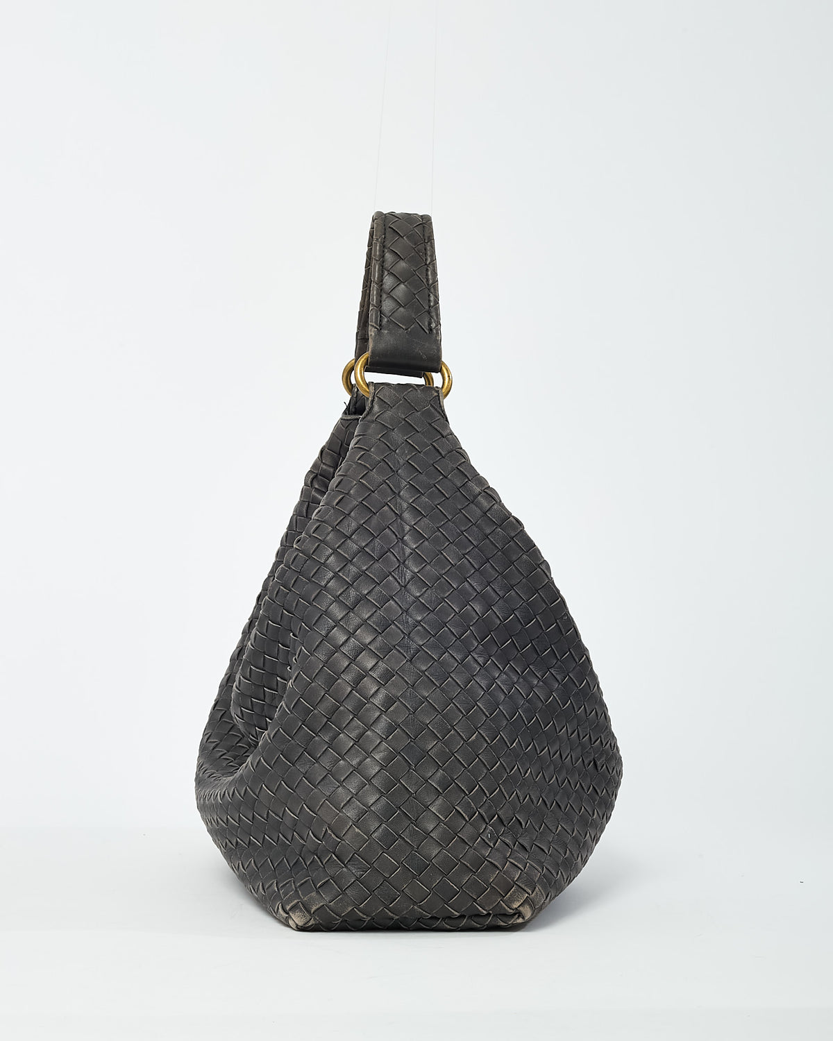 Bottega Veneta Grey Intrecciato Leather Hobo Shoulder Bag
