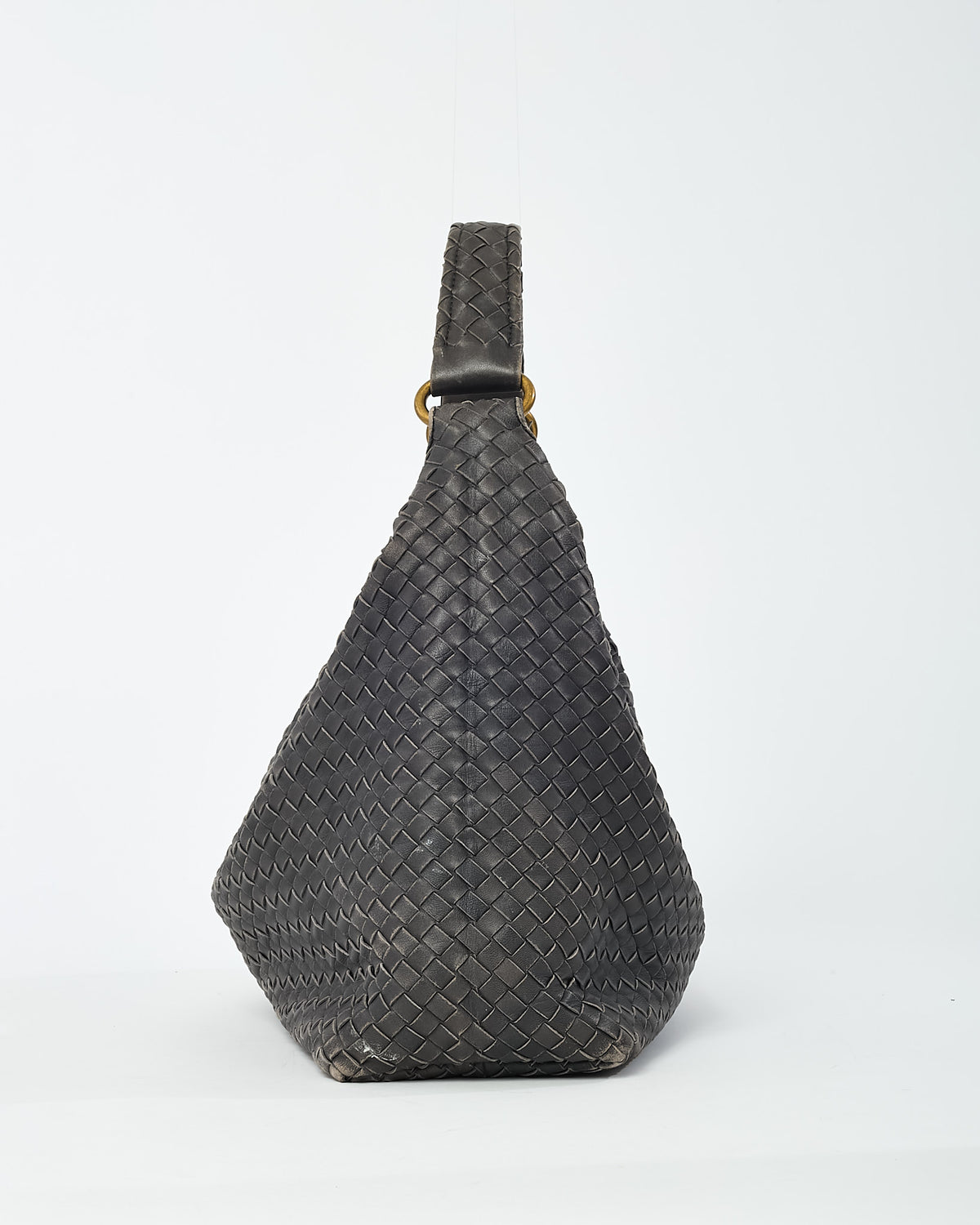 Bottega Veneta Grey Intrecciato Leather Hobo Shoulder Bag