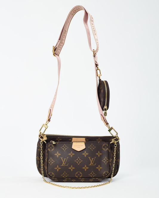 Louis Vuitton Monogram Coated Canvas Pink Multi Pochette Accessoires Crossbody Bag