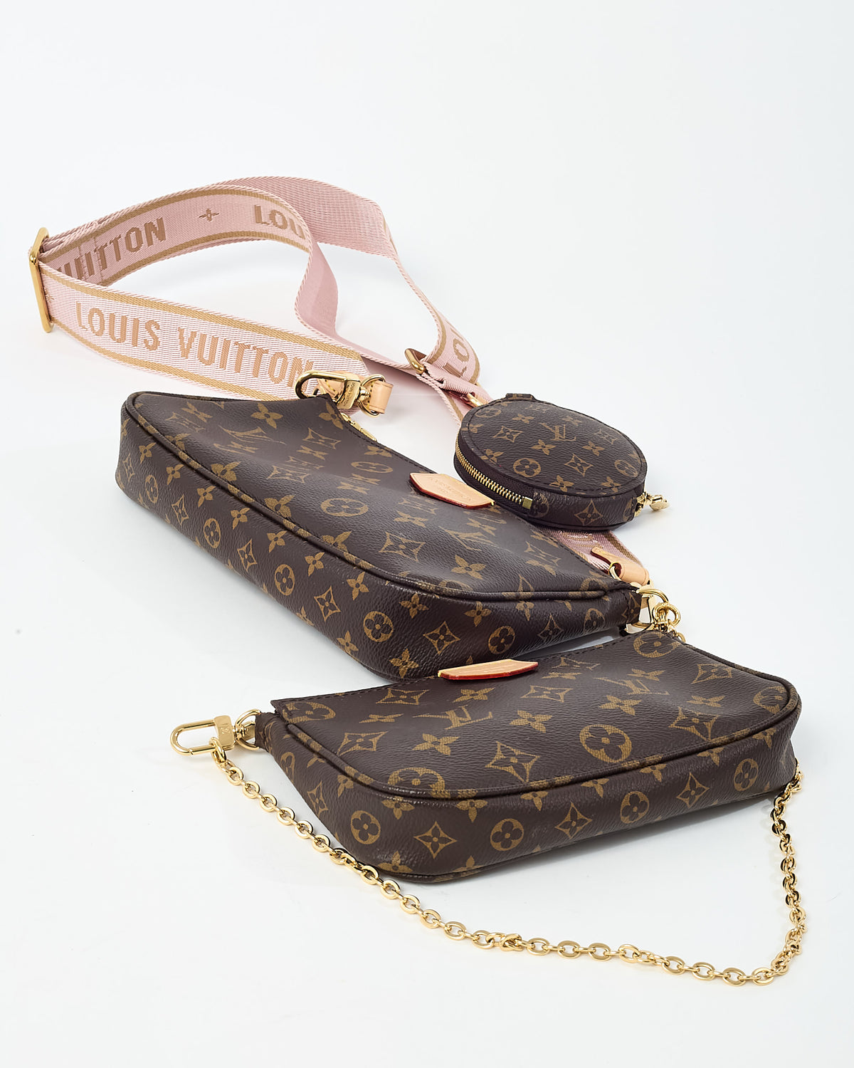 Louis Vuitton Monogram Coated Canvas Pink Multi Pochette Accessoires Crossbody Bag