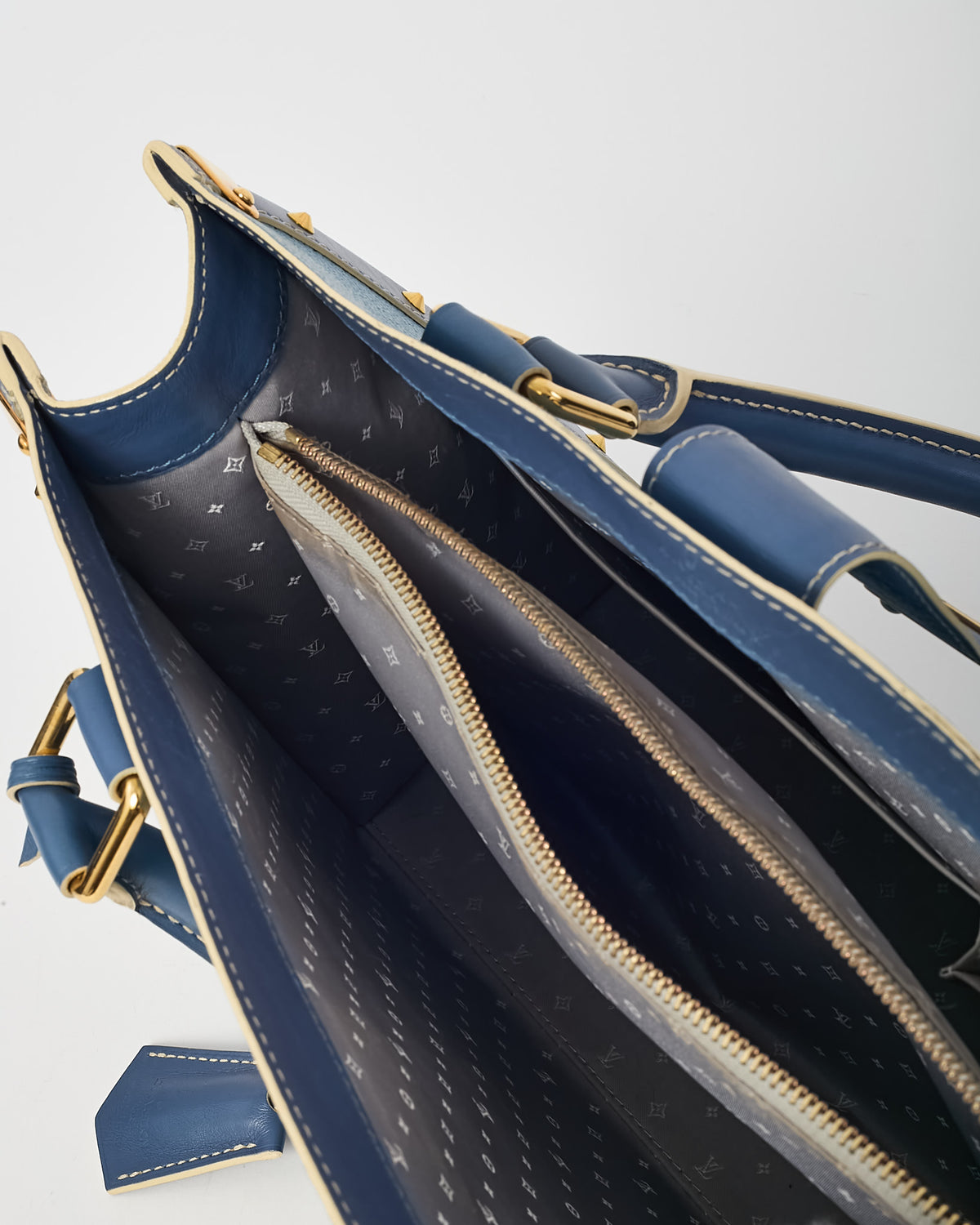 Louis Vuitton Blue Suhali Leather Le Fabuleux Top Handle Bag