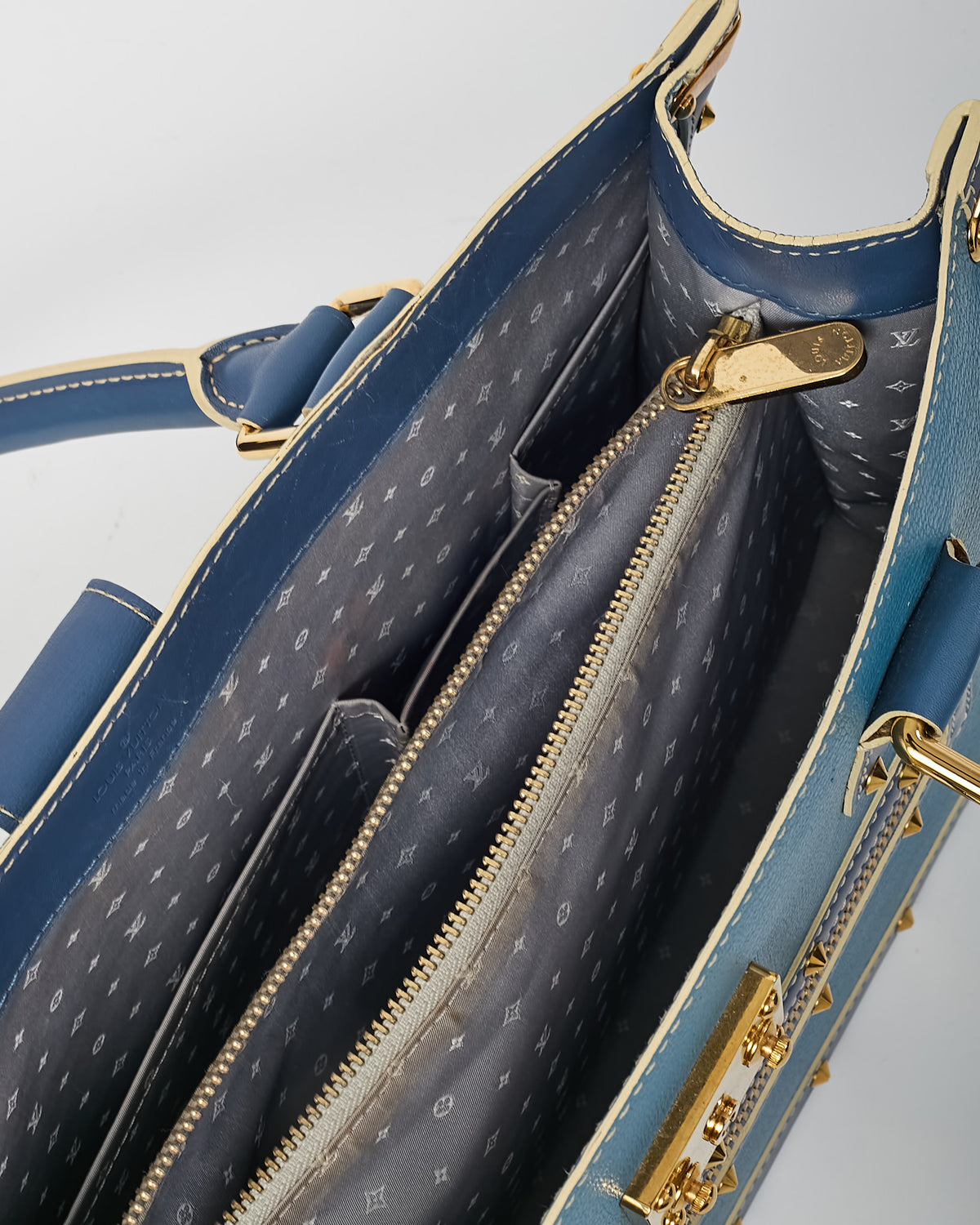 Louis Vuitton Blue Suhali Leather Le Fabuleux Top Handle Bag
