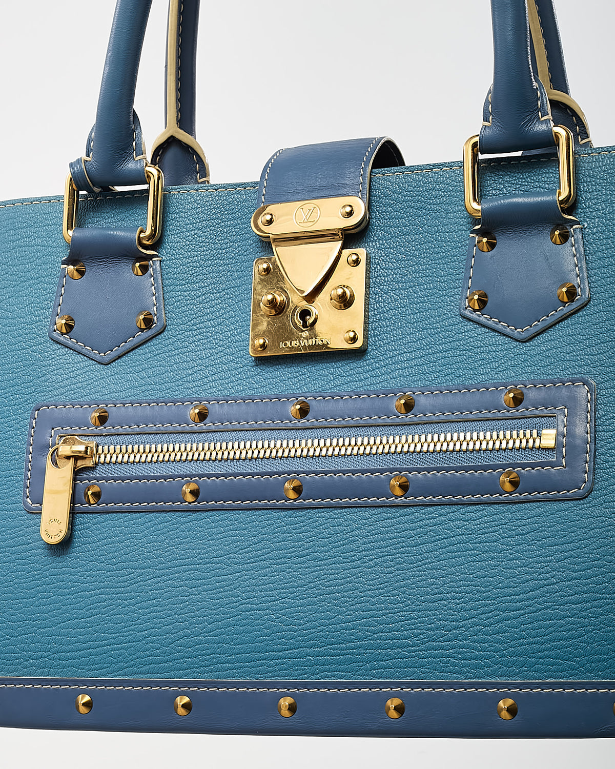 Louis Vuitton Blue Suhali Leather Le Fabuleux Top Handle Bag