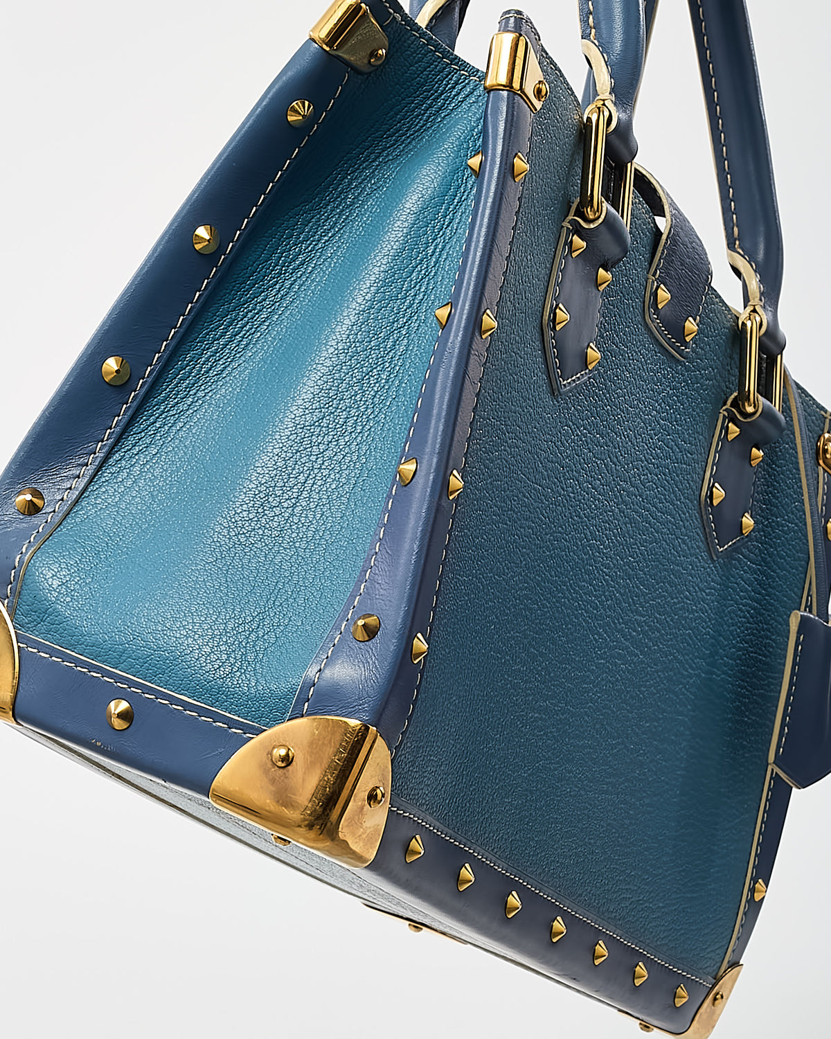 Louis Vuitton Blue Suhali Leather Le Fabuleux Top Handle Bag