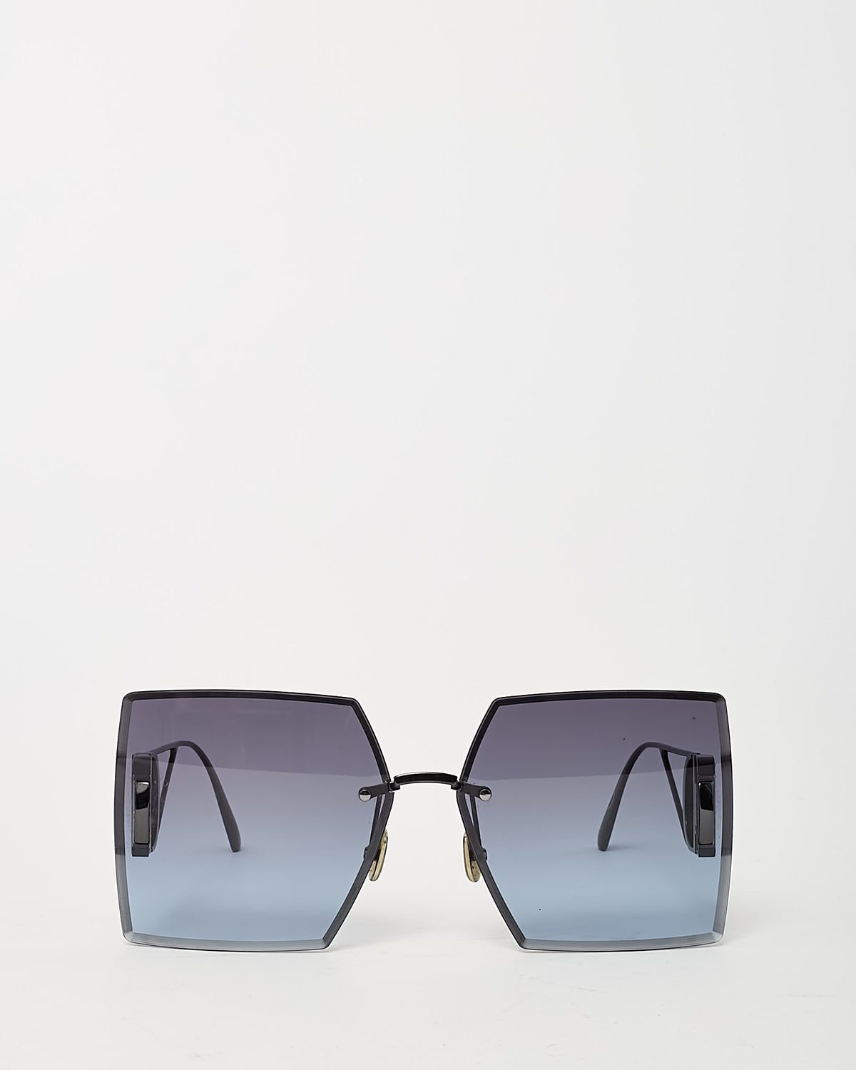 Dior Black Metal 30Montaigne Square Oversize Sunglasses