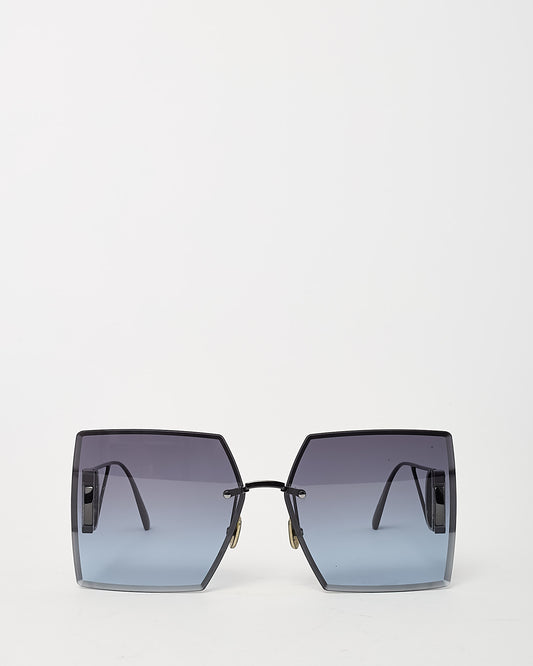 Dior Black Metal 30Montaigne Square Oversize Sunglasses