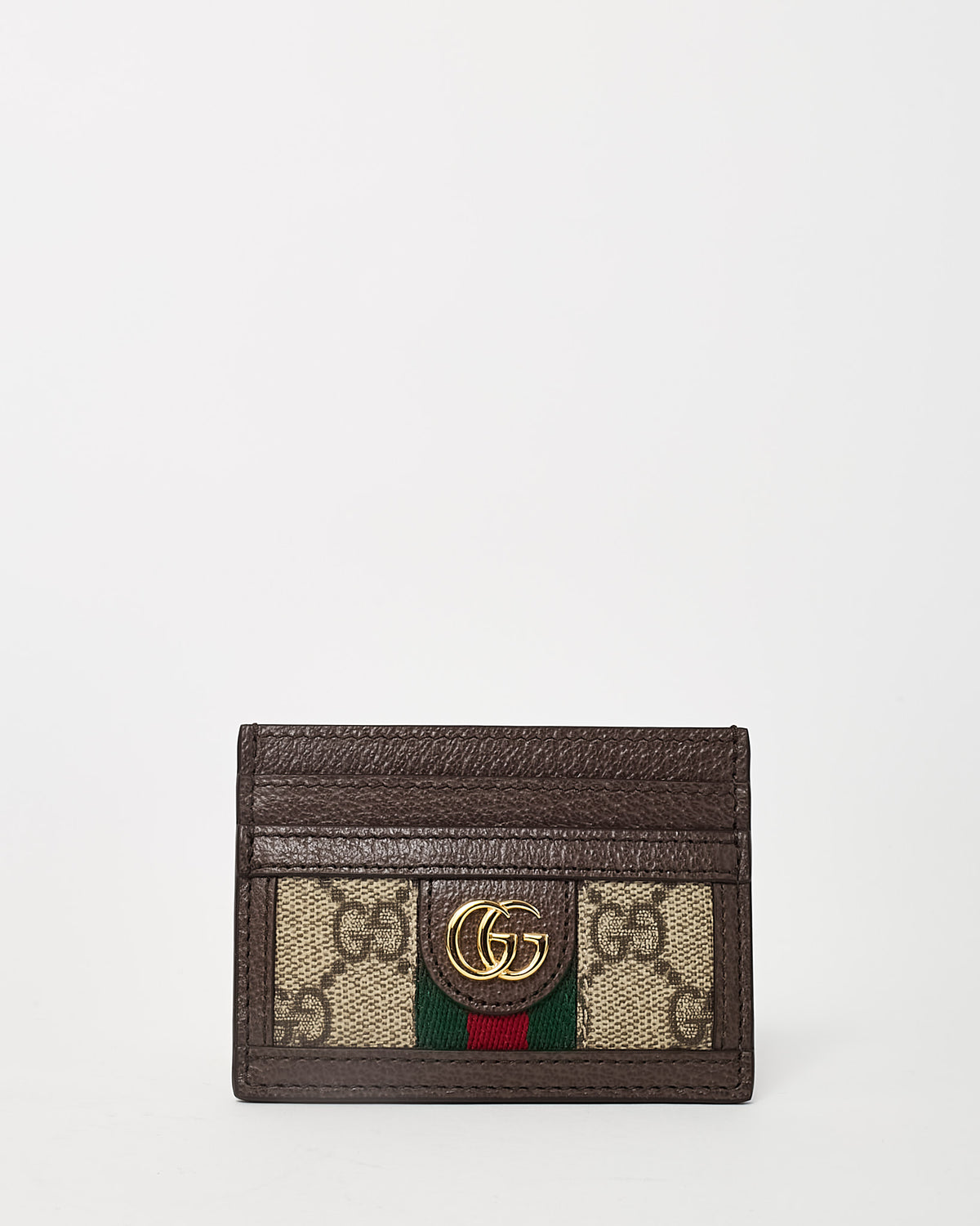 Gucci Brown and Beige GG Monogram Supreme Canvas Ophidia Card Case