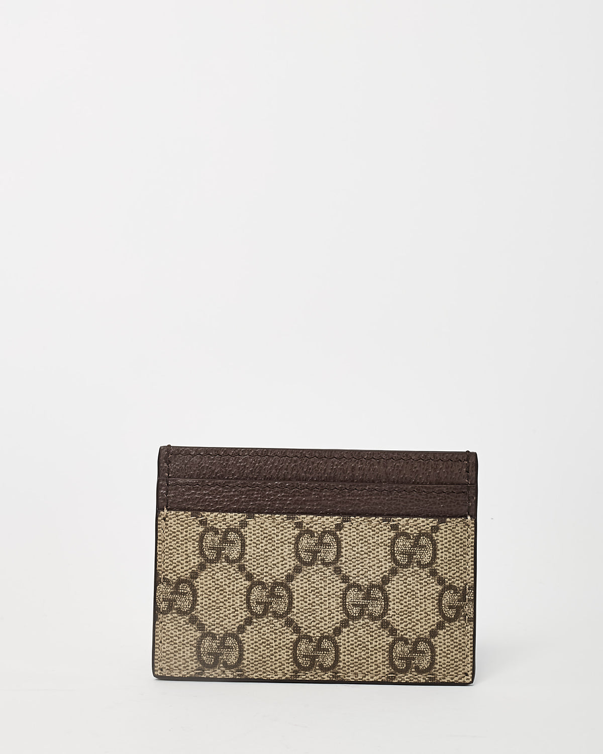 Gucci Brown and Beige GG Monogram Supreme Canvas Ophidia Card Case