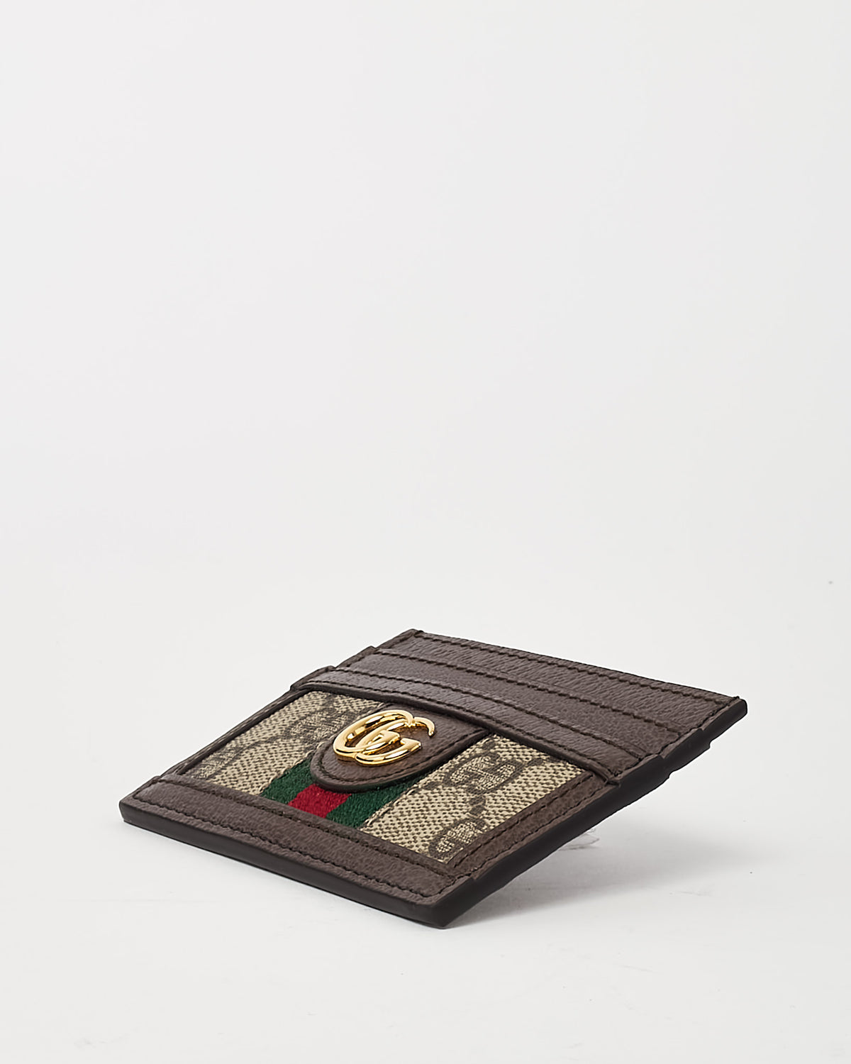Gucci Brown and Beige GG Monogram Supreme Canvas Ophidia Card Case