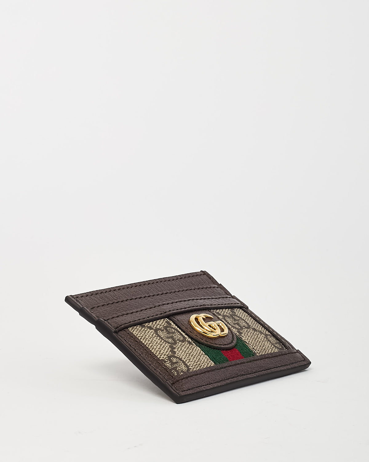 Gucci Brown and Beige GG Monogram Supreme Canvas Ophidia Card Case