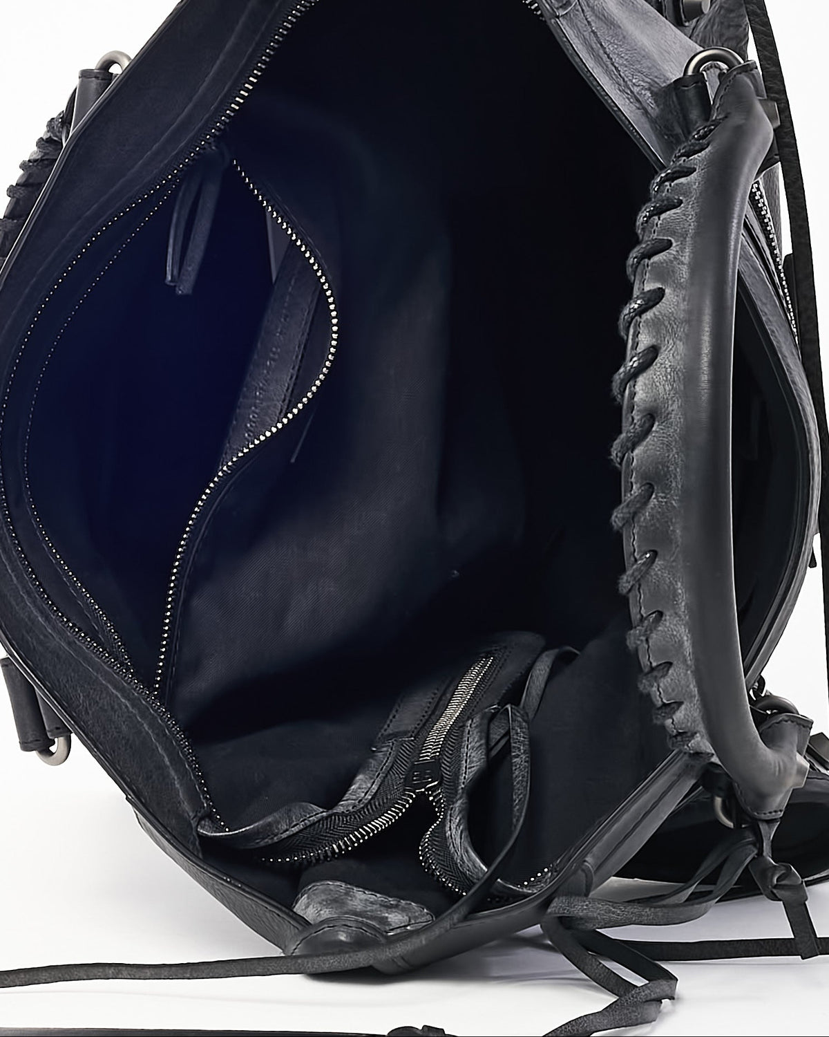 Balenciaga Distressed Black Calfskin Leather Medium Le City Bag