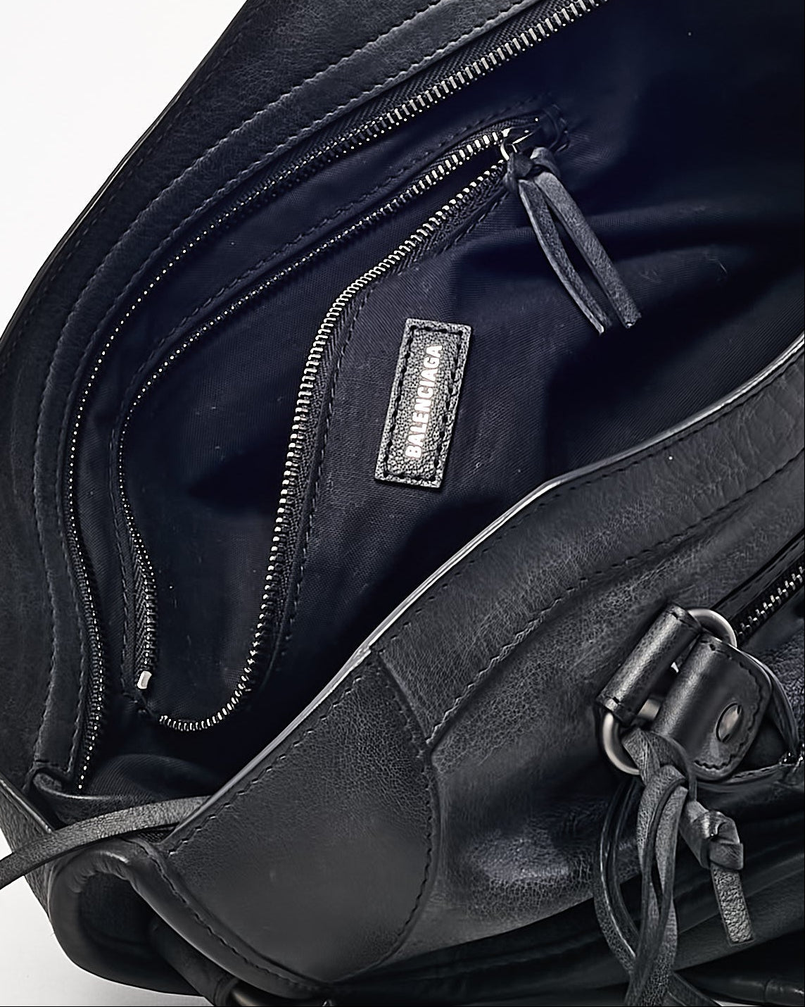 Balenciaga Distressed Black Calfskin Leather Medium Le City Bag