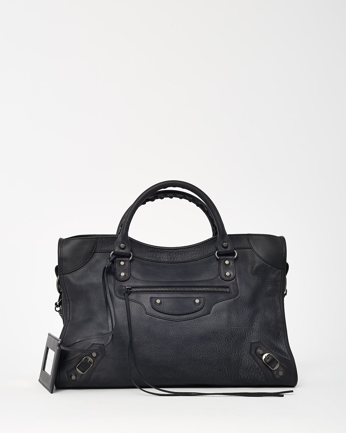 Balenciaga Distressed Black Calfskin Leather Medium Le City Bag