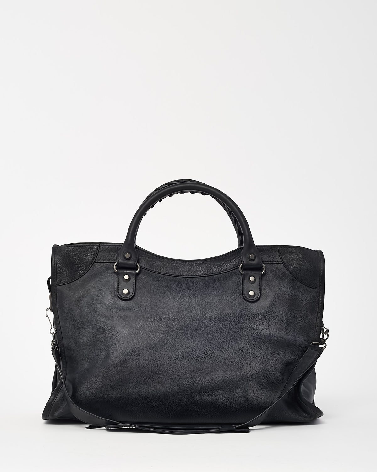 Balenciaga Distressed Black Calfskin Leather Medium Le City Bag