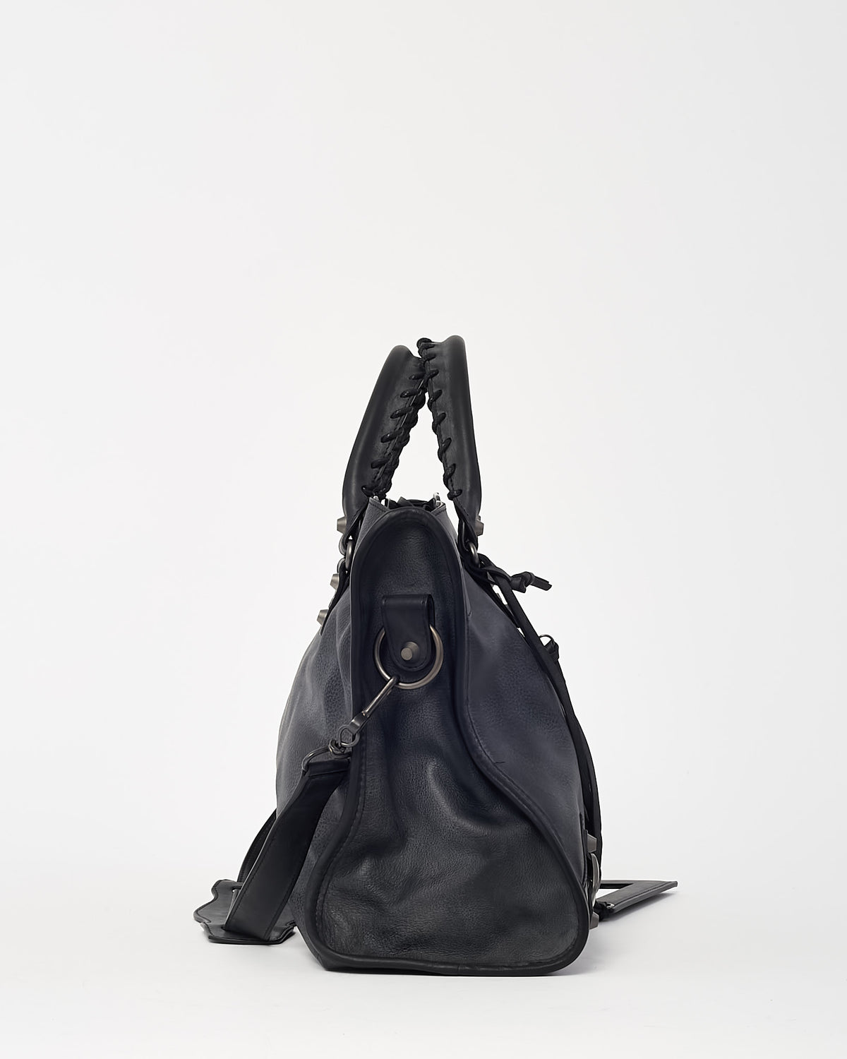 Balenciaga Distressed Black Calfskin Leather Medium Le City Bag