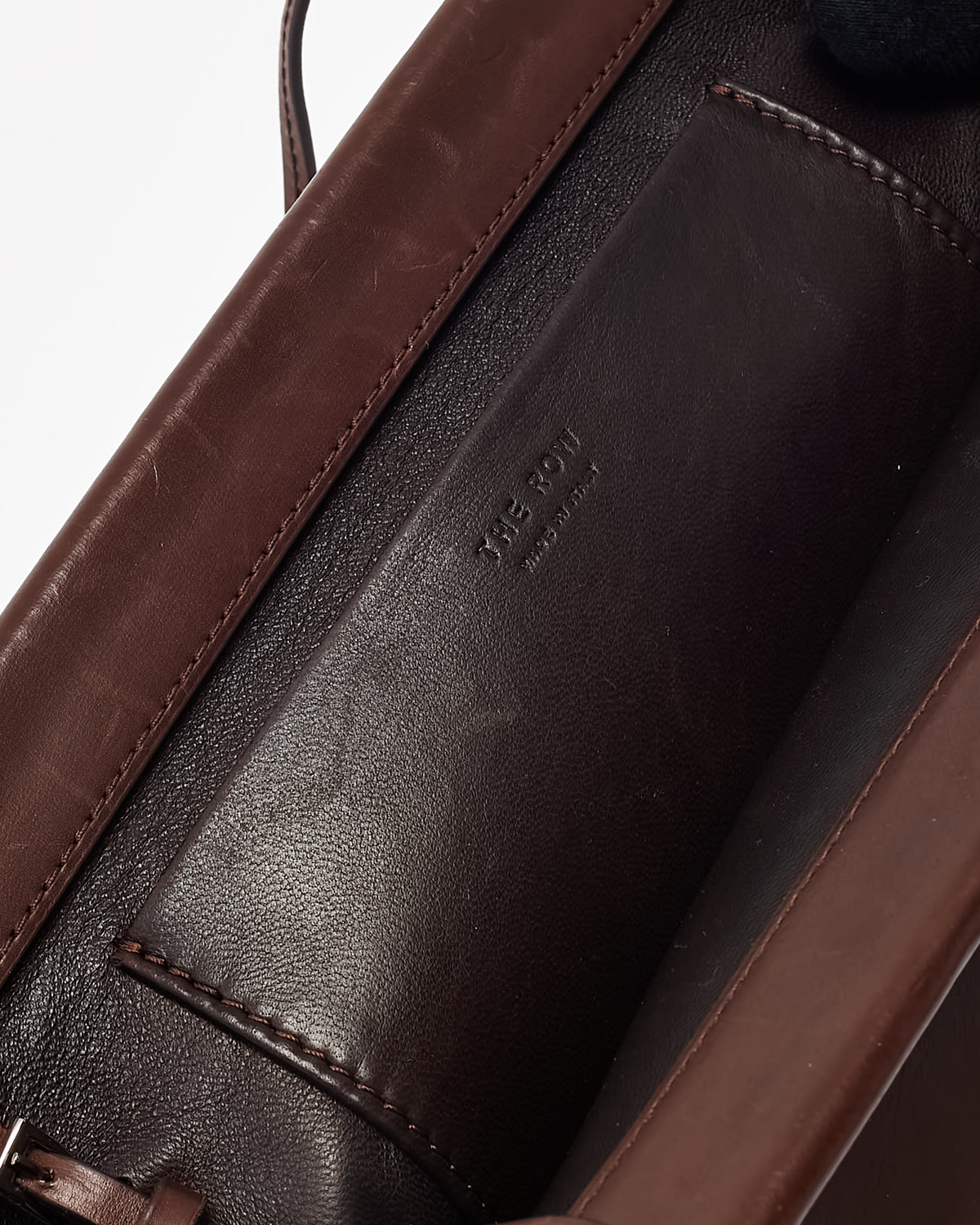 The Row Brown Calfskin Leather Abby Shoulder Bag