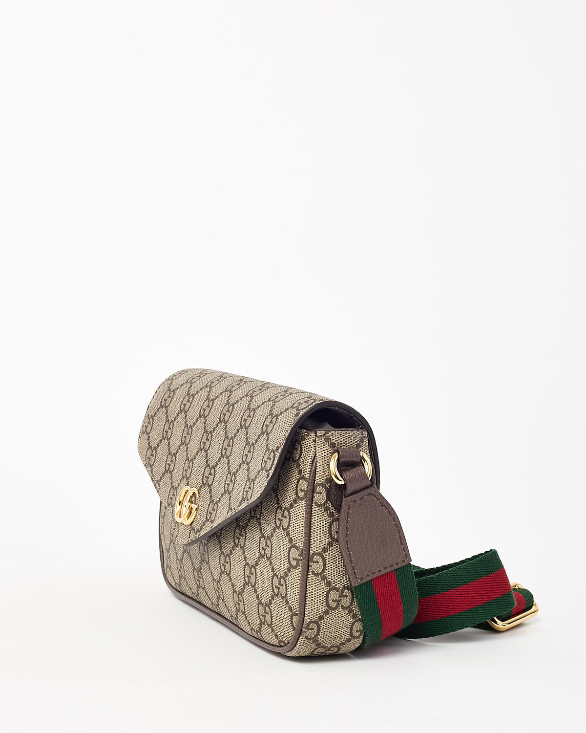 Gucci Brown & Beige GG Monogram Supreme Canvas Ophidia Pochette Crossbody Bag