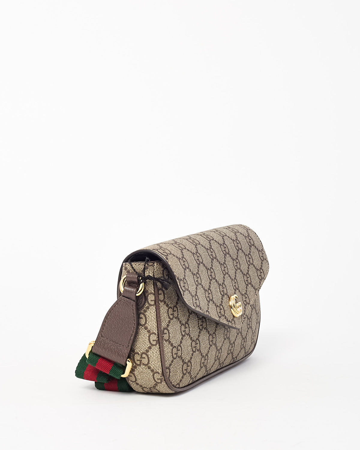 Gucci Brown & Beige GG Monogram Supreme Canvas Ophidia Pochette Crossbody Bag