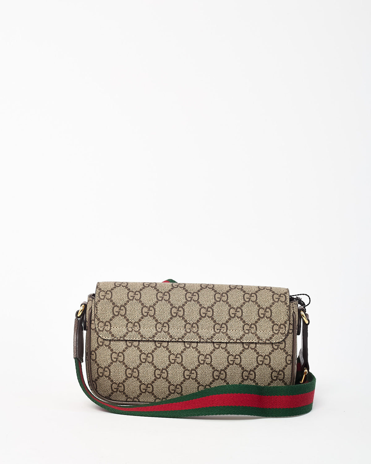 Gucci Brown & Beige GG Monogram Supreme Canvas Ophidia Pochette Crossbody Bag