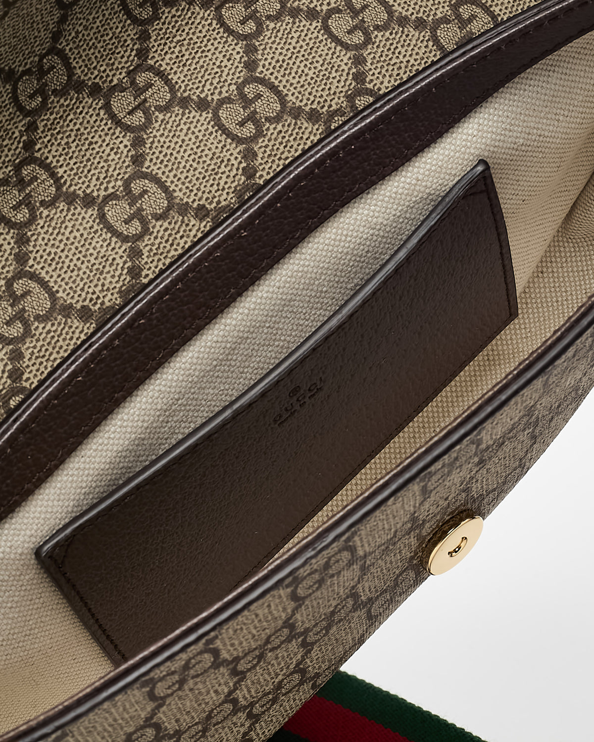 Gucci Brown & Beige GG Monogram Supreme Canvas Ophidia Pochette Crossbody Bag