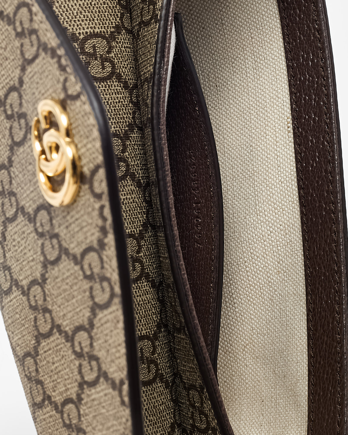 Gucci Brown & Beige GG Monogram Supreme Canvas Ophidia Pochette Crossbody Bag
