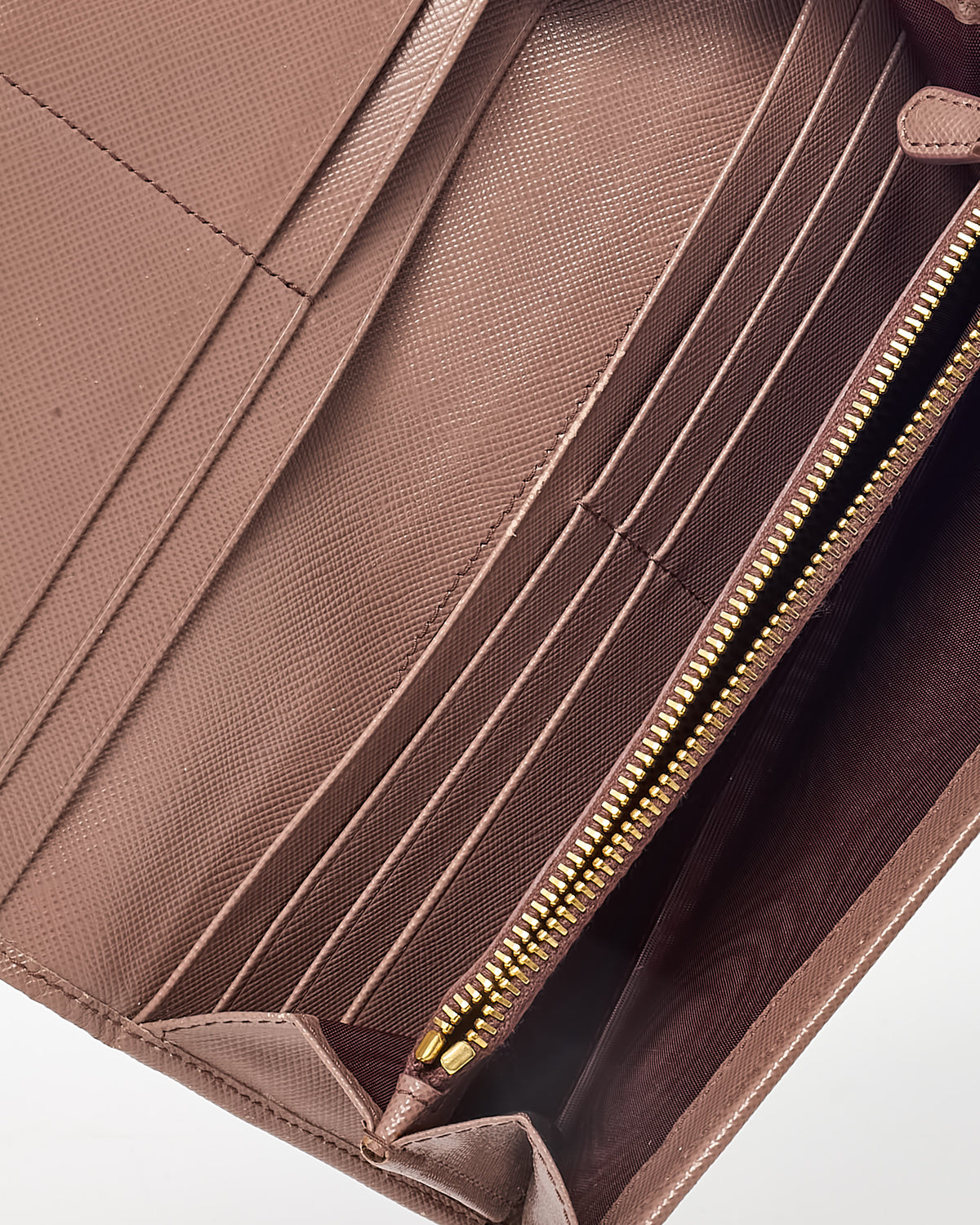Prada Beige Cammeo Saffiano Leather Logo Continental Wallet